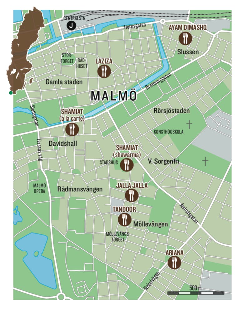 Falafel Mellanöstern Mat Malmö Karta
