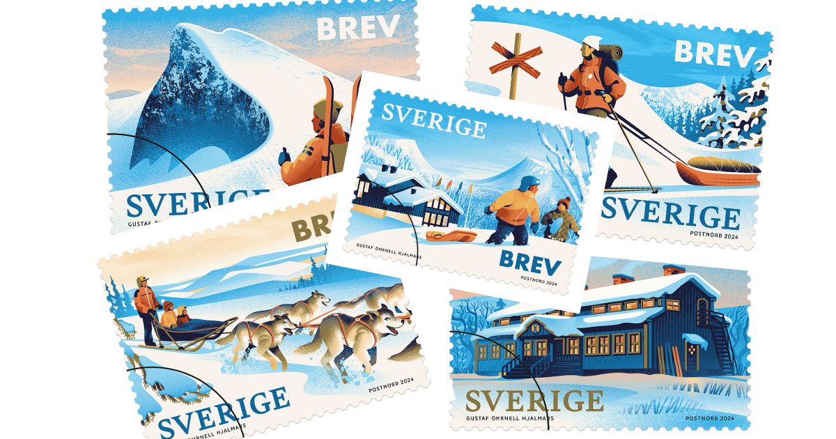 Postnords nya frimärksserie Till fjälls