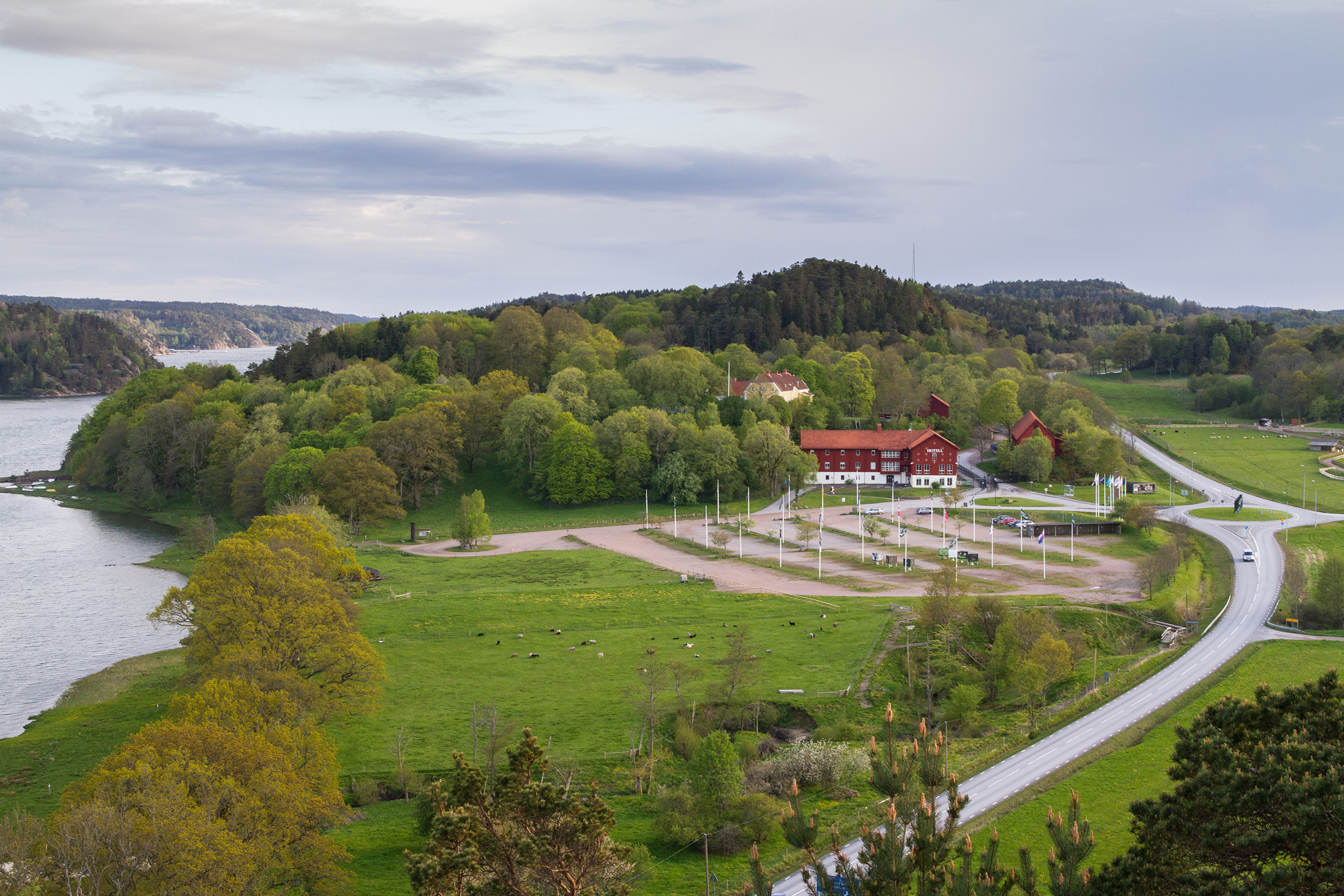 Flygfoto över Nordens Ark i Bohuslän